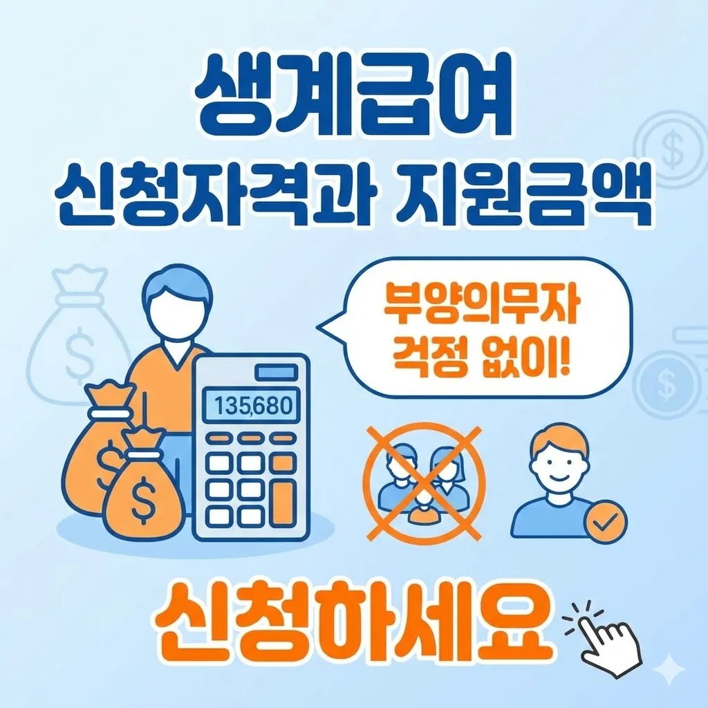 생계급여 신청자격과 지원금액, 부양의무자 걱정 없이 신청하세요