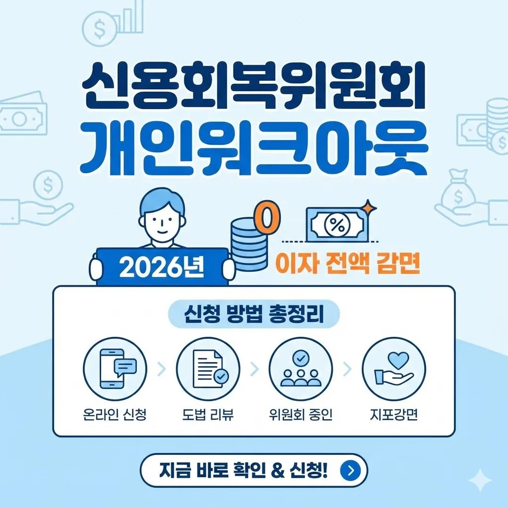 신용회복위원회 개인워크아웃 신청 방법, 2026년 이자 전액 감면 혜택 총정리