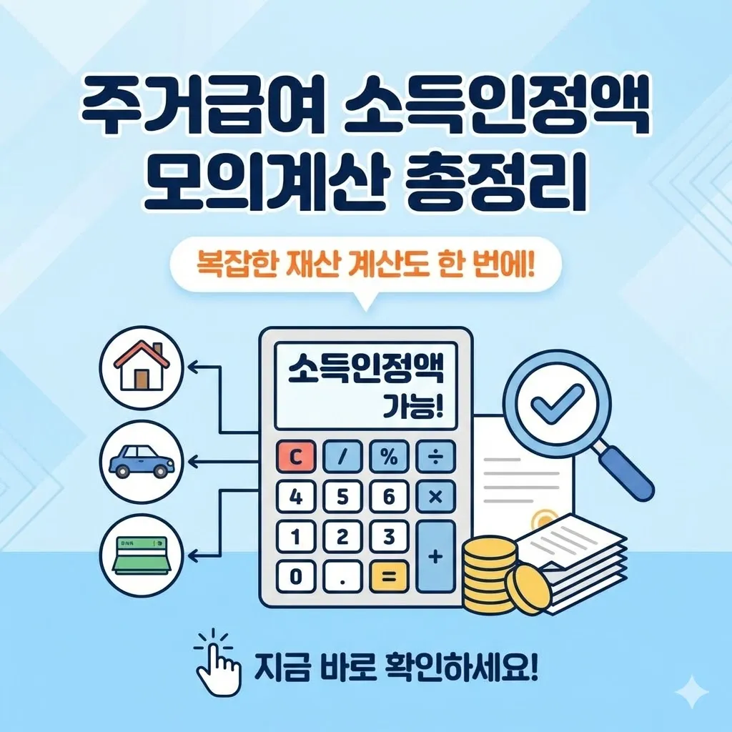 주거급여 소득인정액 모의계산 총정리, 복잡한 재산 계산도 한 번에!